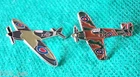 New WW2 WWII RAF Spitfire & Hurricane Military Aircraft Metal Enamel Badges Pair