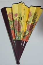 Natural Wood Extra Large Lace Floral Folding Hand Held 19 Inches Chinese Fan