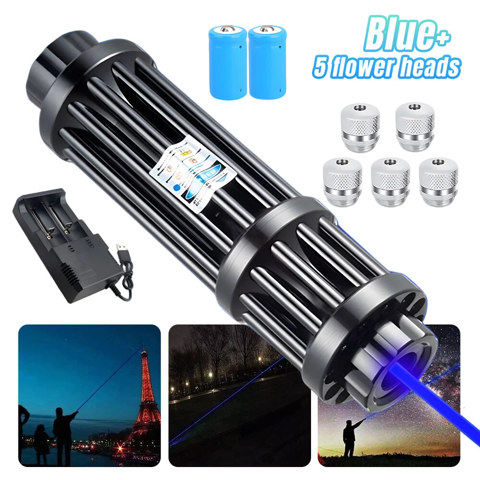 10Watt Adjustable High Power Blue Burning Laser Pointer Visible Dot Torch Light - Image 2 of 4