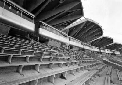 Press Boxes Of The Komazawa Stadium Are Seen On April 17, In T 1964 Old Photo