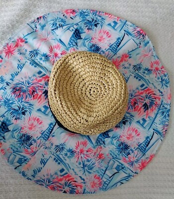 Lilly Pulitzer Sea To Shining Sea Straw Floppy Fabric Beach 
