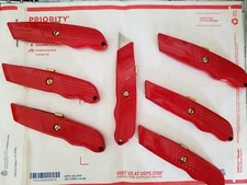 7 Red Retractable Utility Knife w/ Blade USA Made Heavy Duty!