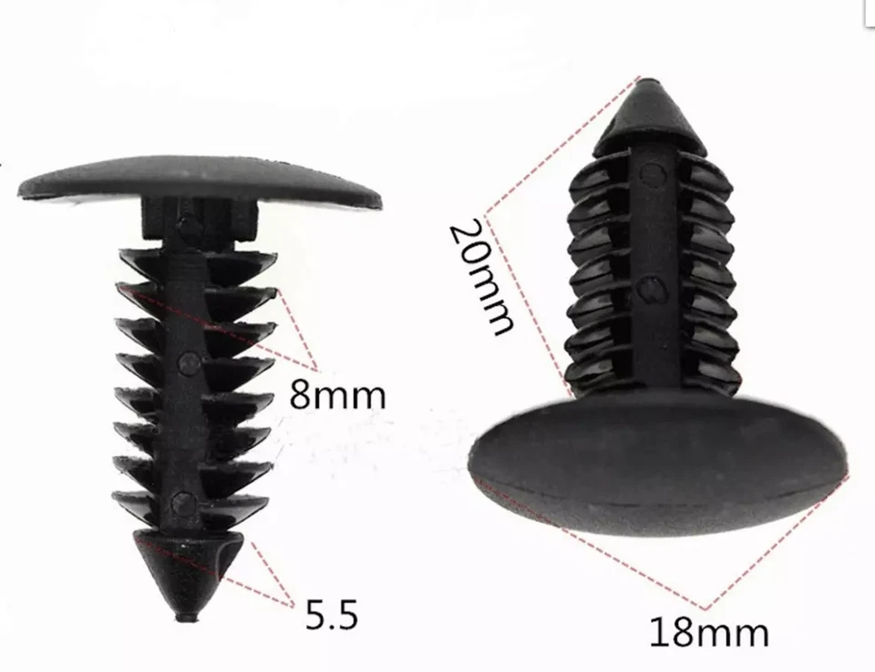 100PCS Bumper Clips Retainer Auto Car Plastic Rivets Fastener Fender Push 8mm BK Foto 3 de 4