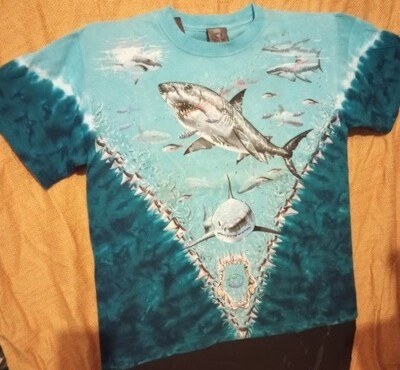 Great White Shark Jaws NEW t-shirt M adult Liquid Blue vintage grey logo label