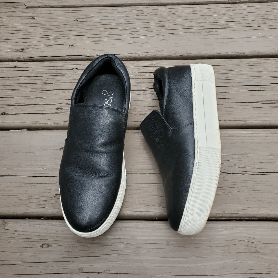Jslides Acer Black Leather Platform Slip-On Sneaker Trainers Woman's 8 - Image 2 of 4