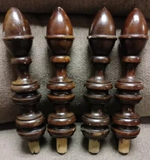 (Set Of 4) Vintage Wood Finials Furniture Bed Post Cap Salvage Craft DIY project