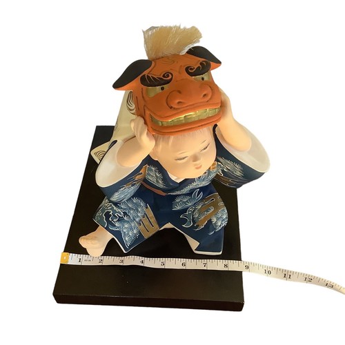 VTG Boy and Lion Dance Japanese Hakata Urasaki Doll Figurine and Base GUMP"S - Picture 3 of 20