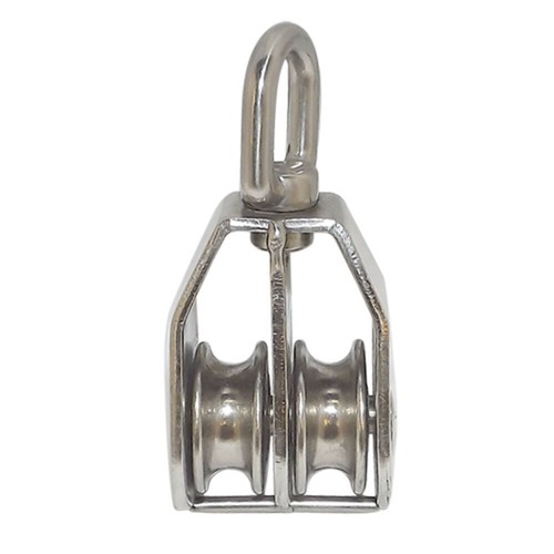 Polea DOBLE de acero inoxidable de 1 1/4" con ojo giratorio 500 lb cuerda WLL tamaño 5/16" - Imagen 3 de 4