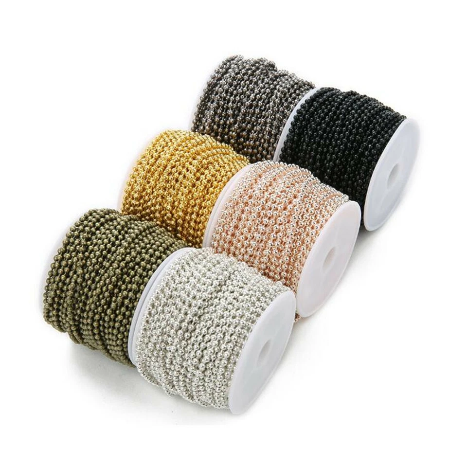 Collar de cadena de cuentas de 1,5 mm/2 mm/2,4 mm 10 yardas/rollo hágalo usted mismo accesorios para hacer joyas Foto 2 de 4