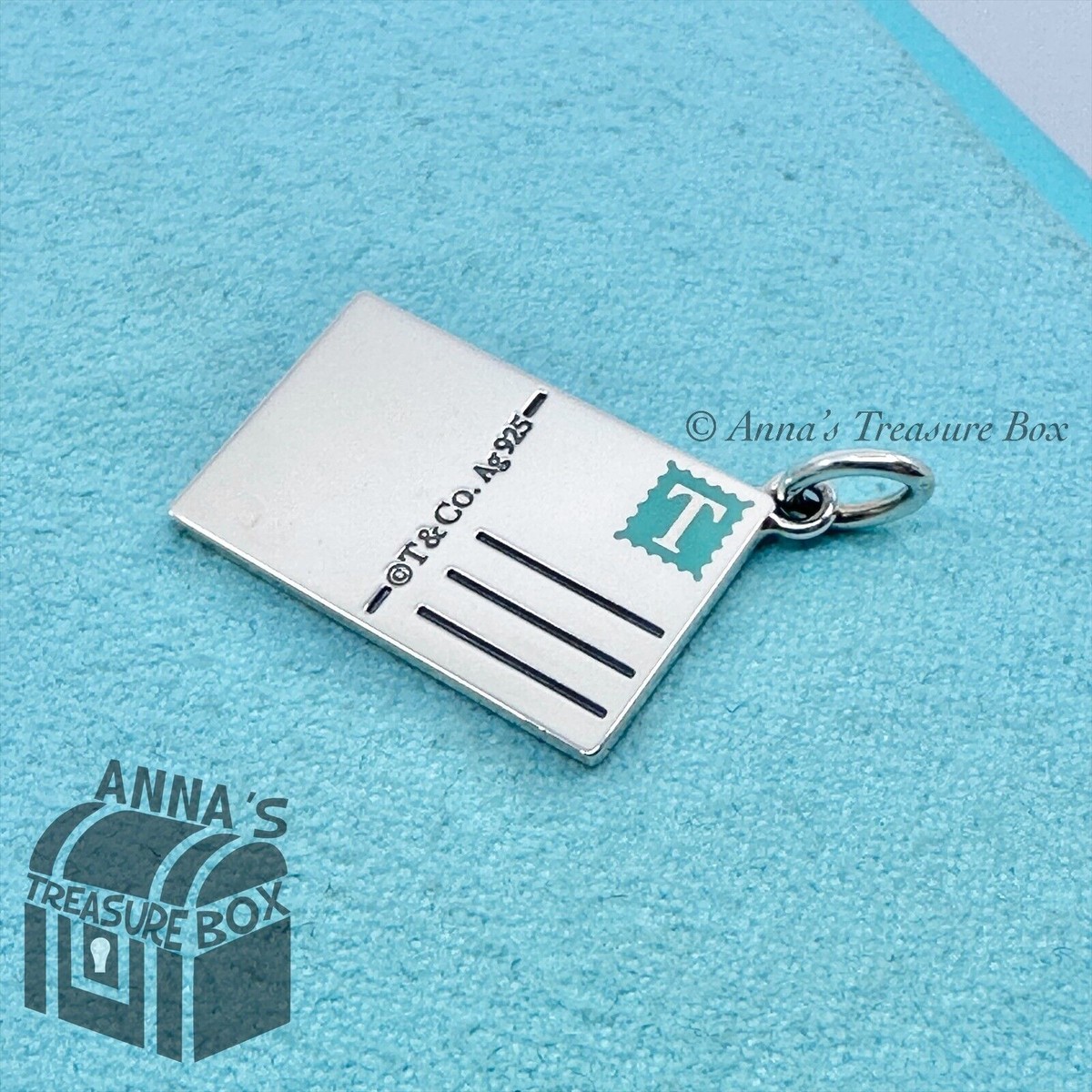 Tiffany & Co. 925 Silver Blue Enamel Osaka Postcard Charm (Box