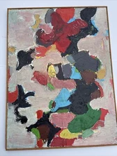 PAINTING JO CAIN LARGE ABSTRACT EXPRESSIONISM FAMOUS LISTED MID CENTURY COLORFUL