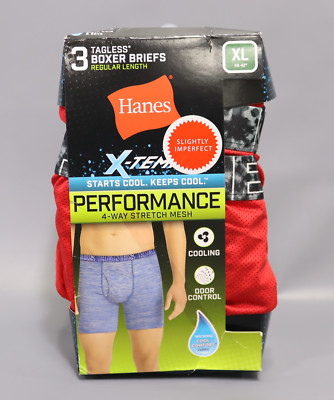 Hanes Men's Boxer Briefs 3-Pack X-Temp 4-Way Stretch Mesh Size XL