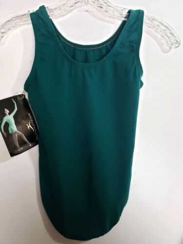 Niñas Niños Grande 12/14 Tanque Leotardo Verde Pino Mezcla Algodón Ropa de movimiento Nuevo con etiquetas - Imagen 2 de 5