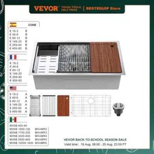 25-32inch Stainless Steel Kitchen Sink Undermount Single Bowl Workstation Sink