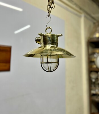 Mid Century Daeyang Brass Hanging Light Marine Deco Vintage