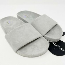 ALFANI Women's Gray Faux Suede Slide Slip-On Slipper Flat Sandals Mediuim 7 - 8