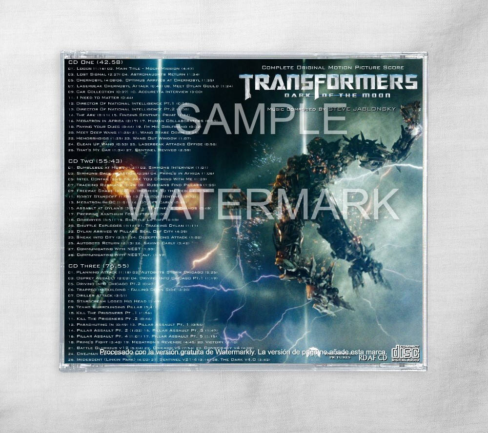 Transformers Dark Of The Moon Complete Score 3CD Steve Jablonsky