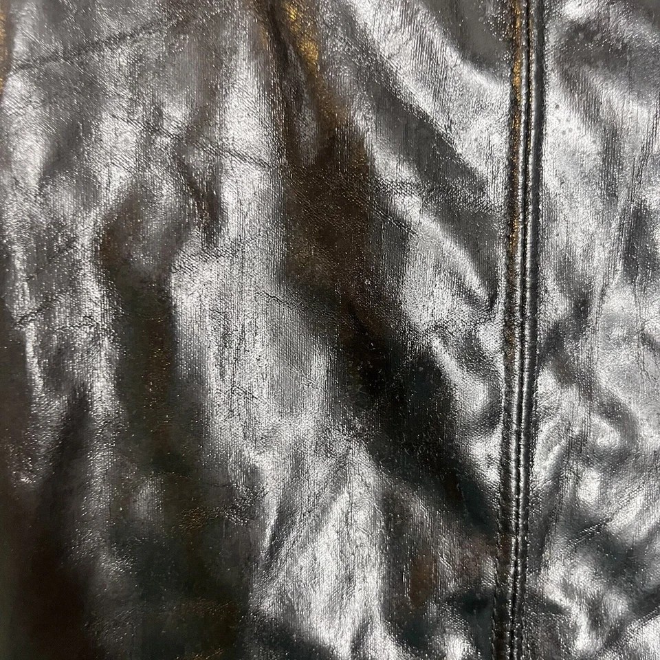 Винтажная черная мини-юбка из искусственной кожи с боковыми пряжками размер 3 - Изображение 2 из 4