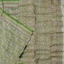 Vintage Green Sarees 100 Pure Silk Paisley Printed Sari 6YD Decor Craft Fabric