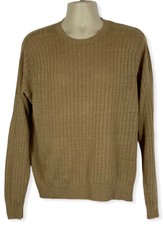 VINTAGE Polo Ralph Lauren 100 Linen Knit Sweater Italian Yarn Tan Size Large