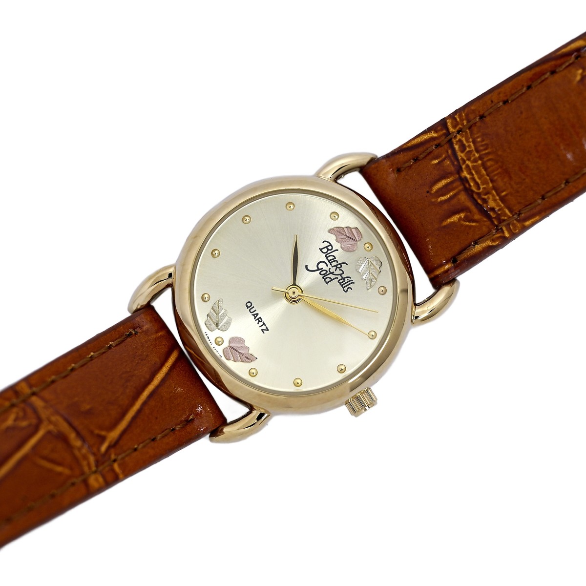 Black Hills Gold 12k Leaves Wrist Watch Original Box 27.5mm 