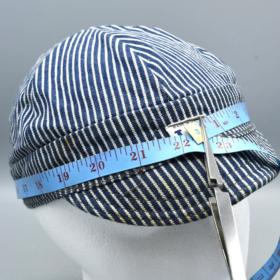 Lee Jeans Welders Hat Hickory Denim Stripe Vintage 60s 70s Union Made USA Size 7 - Image 4 of 4