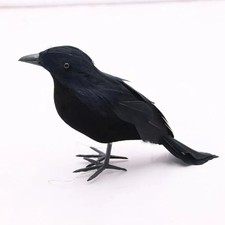 Halloween Realistic Black Raven Fake Crow Bird Decoration 4 x 7 Inch