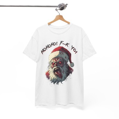 Evil Horror Santa Claus T-shirt Unisex. Monstrous Bloody Face, Creepy Holiday
