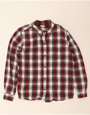 L.L.BEAN Damen Flanellhemd UK 16 Large rot kariert Baumwolle BA02