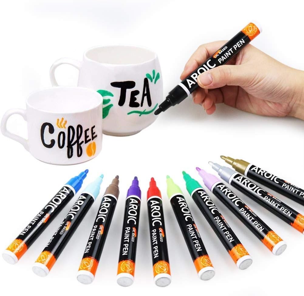 AROIC Paint Markers, 28 Colors Oil-Based Waterproof Marker Pen... 