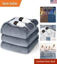 Heated Electric Blanket King Size - 90" x 100" Heating Blanket with Dual Cont...