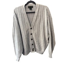 VTG Croft  Barrow Men Cardigan Heather Beige Sz XL Cotton Made USA Grandpacore
