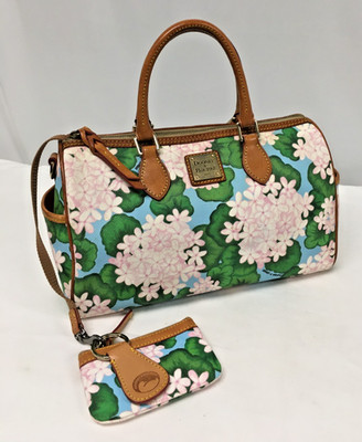 Dooney & Bourke Pink Hydrangea, Sky Blue, + Green Floral Satchel Bag