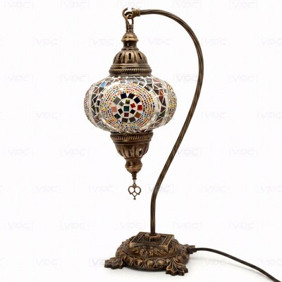 Multicolor Türkische Mosaik Tischlampe - Handgefertigte Marokkanische Boho Nachttischlampe