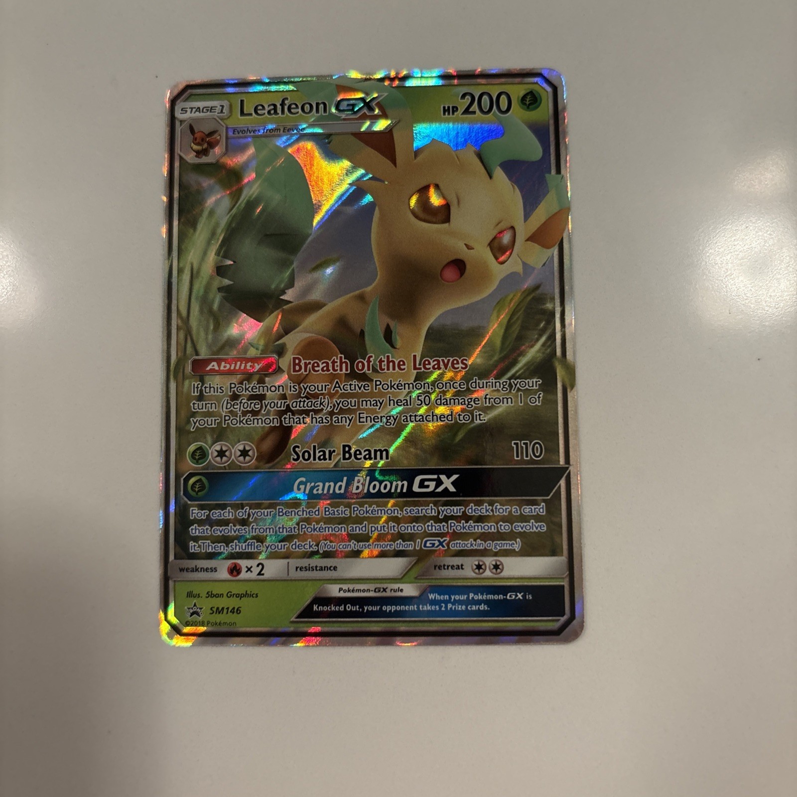 Pokémon Card - Leafeon GX SM146 - Black Star Promo - Ultra Rare - NM
