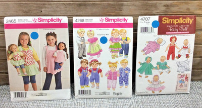3 Simplicity Girl & Doll Clothes Patterns Onesize Uncut 2465 4268 4707 Vintage