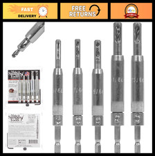 5pc Self Centering Hinge Drill Bit Set for Cabinets - USA Made, #2 - 14 Size