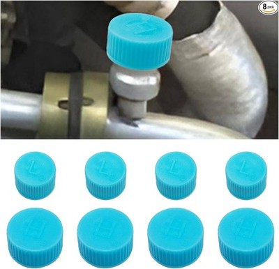 8PCS Universal Car AC Valve Caps, Leakproof High and Low Pressure P Size: 8PCS