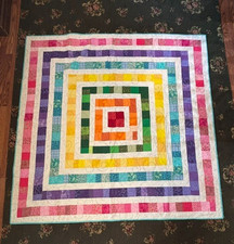 BEAUTIFUL FUN - HAND MADE QUILTED BLANKET - 59" X 58"