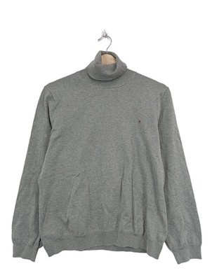 TOMMY HILFIGER Rollkragenpullover Damen Pullover Gr. DE 42 hellgrau Casual-Look