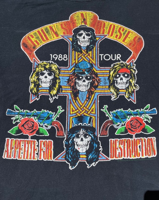 Guns N' Roses Appetite for Destruction Band T-Shirt Black Size Large 80s