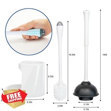 CELOX 2 Set Toilet Brush Plunger Holder White Bowl Cleaner
