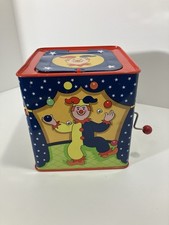 Schylling 1997 Tin Musical Wind Up Jack in the Box Circus Clown Jester Works