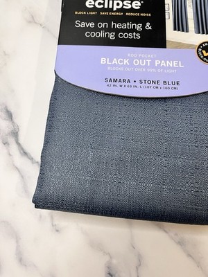 Eclipse Blackout Curtain Panel Stone Blue 1 Rod Pocket Curtain Panel 42  x 63 