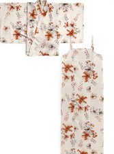 Japanese Floral Yukata 3pc Set Haori Cami Dress Obi Festival Kimono