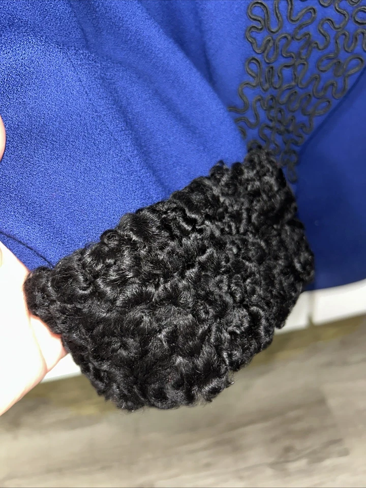 Traje de lana azul Lilly Rubin's con cierre de bucle, astracán Foto 4 de 4