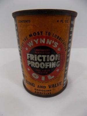 SEALED FULL 1945 Wynn s Friction Proofing Oil Additive Can Gas And Oil