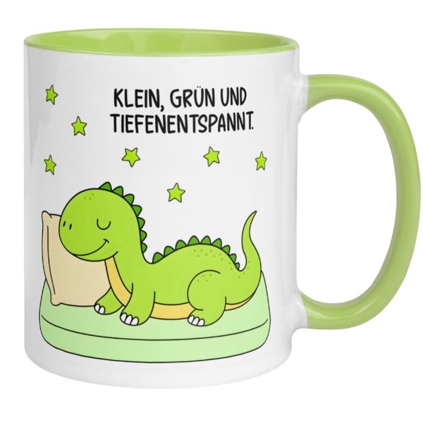 Tasse Dinosaurier – „Klein, GrüN Und Tiefenentspannt“ – Dino Geschenk Becher-image