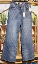 good american jeans Mid Rise Wide Leg Crystal Embellished Jeans Sz 8/29