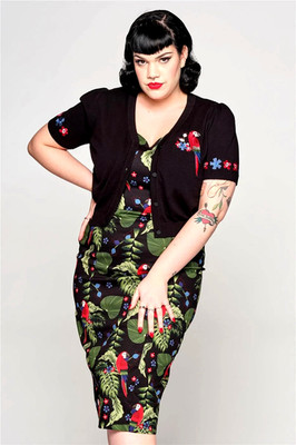 BNWT XS 8 COLLECTIF JUNE PARROT PARADISE CARDIGAN RETRO ROCKABILLY 50S